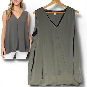 FEVER Layered Flowy Gray Sleeveless Tunic Top